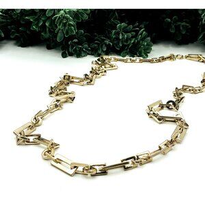 Gold-Tone Rectangular and Angular Link Long Chain Necklace